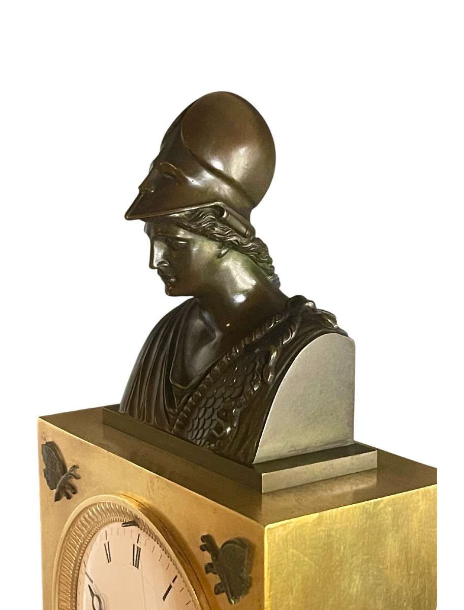 An Empire Gilt And Patinated Bronze Mantle Clock. Lesieur Clockmaker. -photo-4