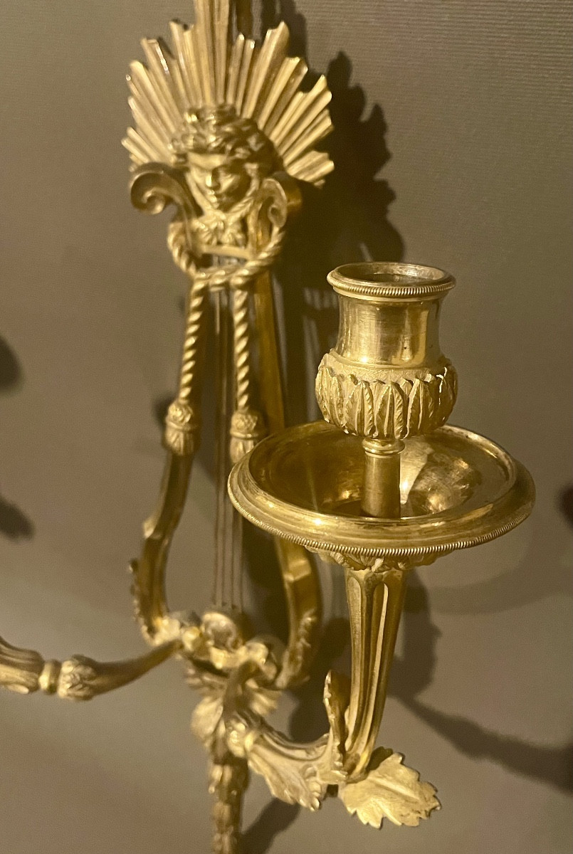 A Pair Of Louis XVI Ormolu Two-light  Wall-lights. Last Quarter Of The 18th Century. -photo-7