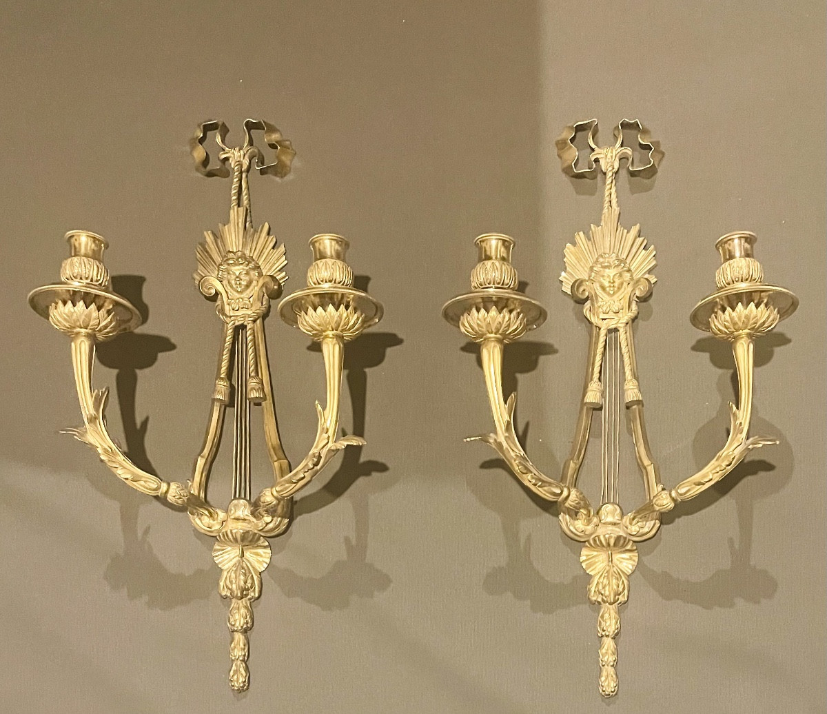 A Pair Of Louis XVI Ormolu Two-light  Wall-lights. Last Quarter Of The 18th Century. 