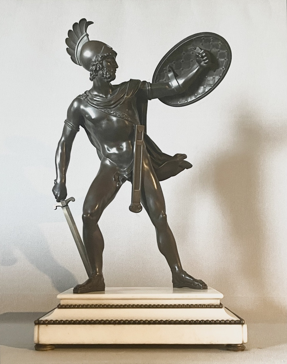 A Large Patinated Bronze Figure Of  Titus Tatius. 19th Century. -photo-2