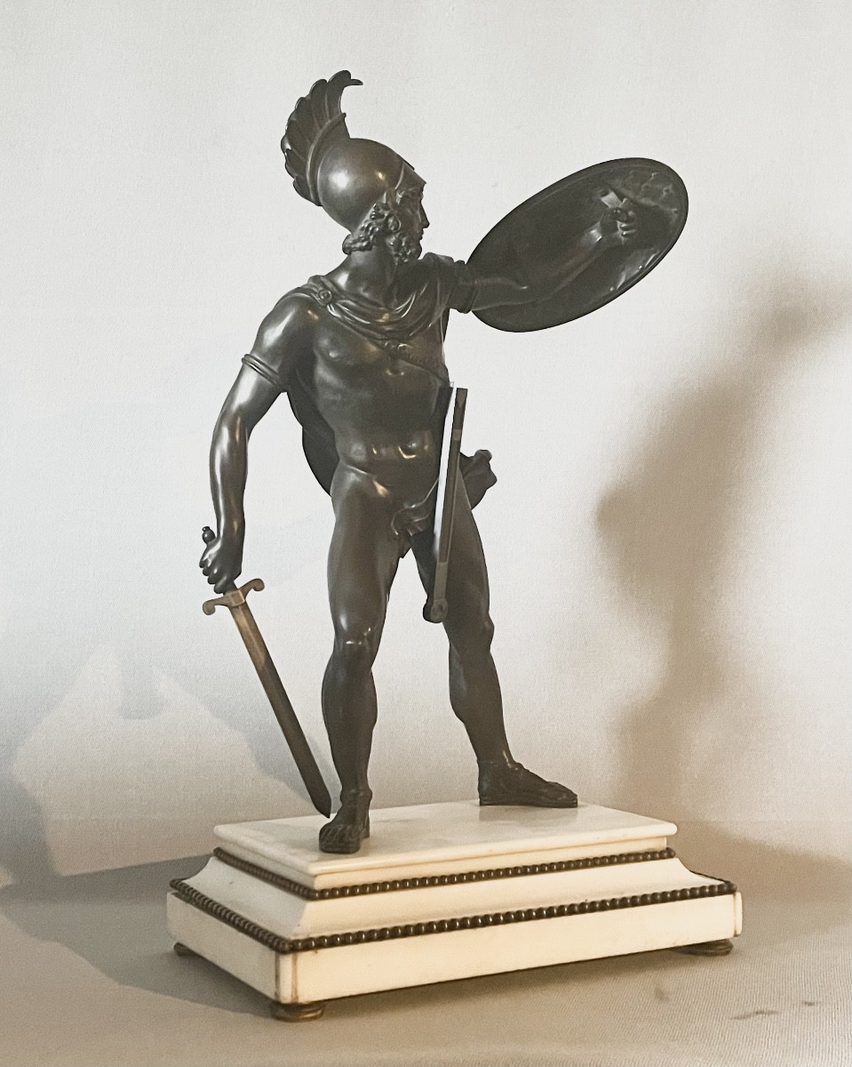 A Large Patinated Bronze Figure Of  Titus Tatius. 19th Century. -photo-3