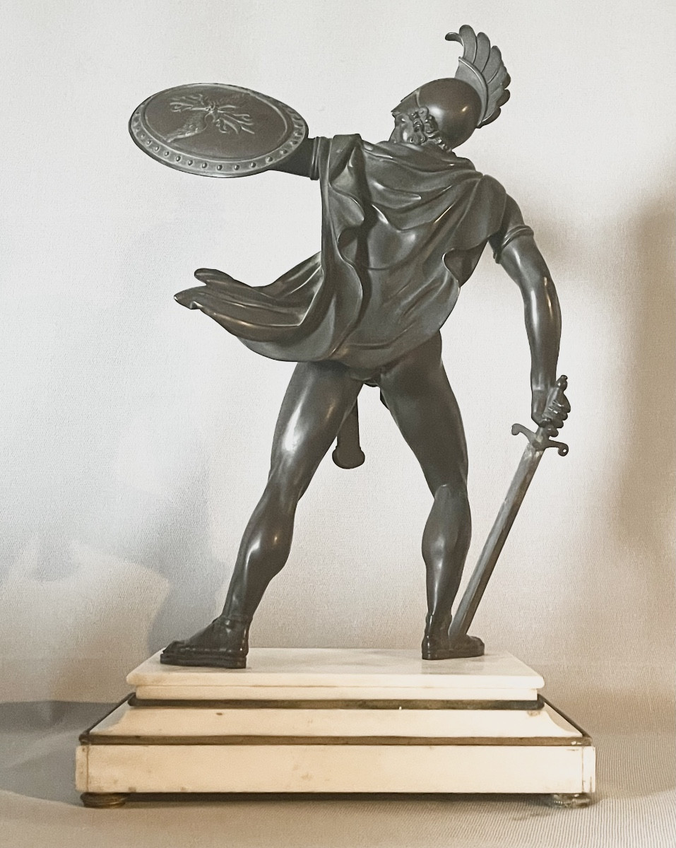 A Large Patinated Bronze Figure Of  Titus Tatius. 19th Century. -photo-4