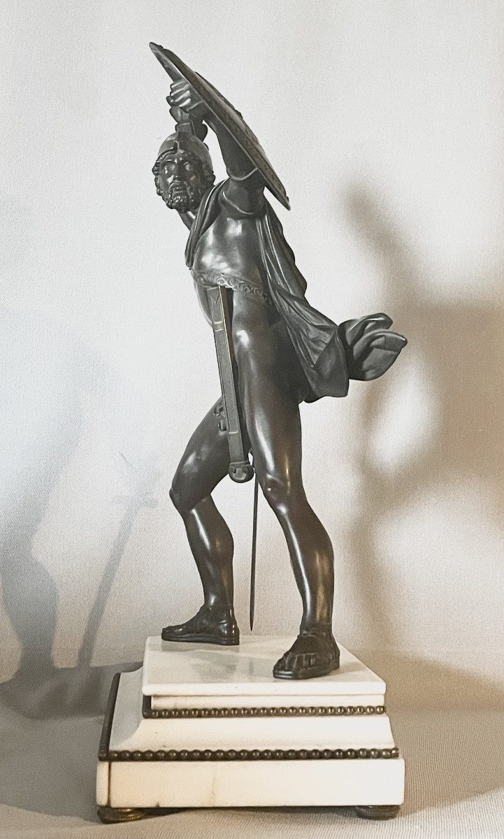 A Large Patinated Bronze Figure Of  Titus Tatius. 19th Century. -photo-1