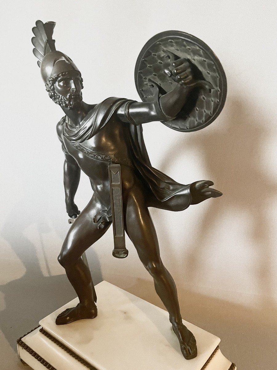 A Large Patinated Bronze Figure Of  Titus Tatius. 19th Century. -photo-2