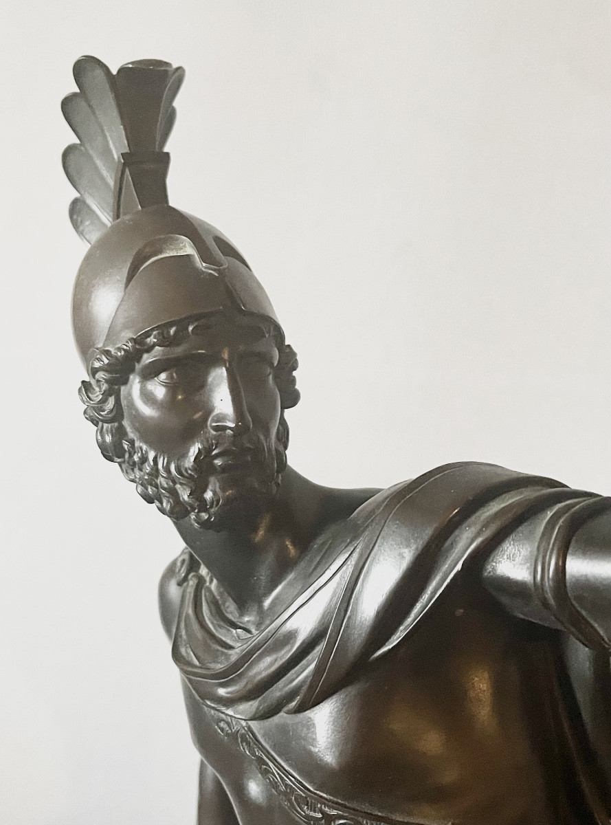 A Large Patinated Bronze Figure Of  Titus Tatius. 19th Century. -photo-4