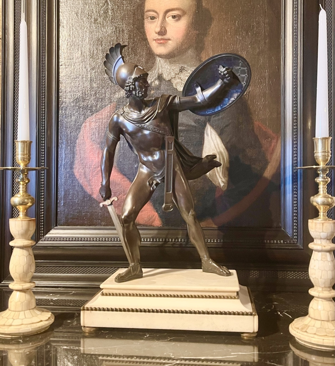 A Large Patinated Bronze Figure Of  Titus Tatius. 19th Century. -photo-5