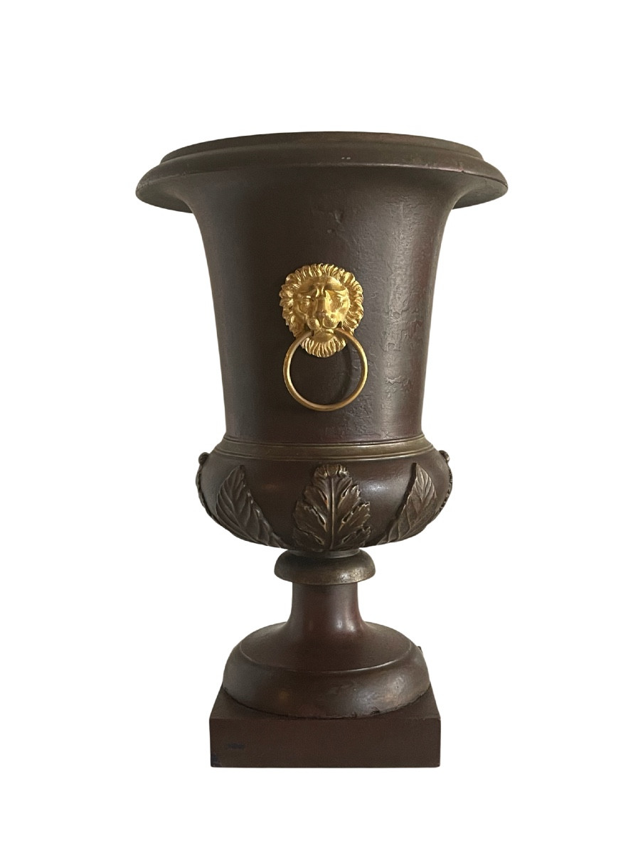 A Patinated Terracotta Medici Vase. Dated 1854. -photo-3