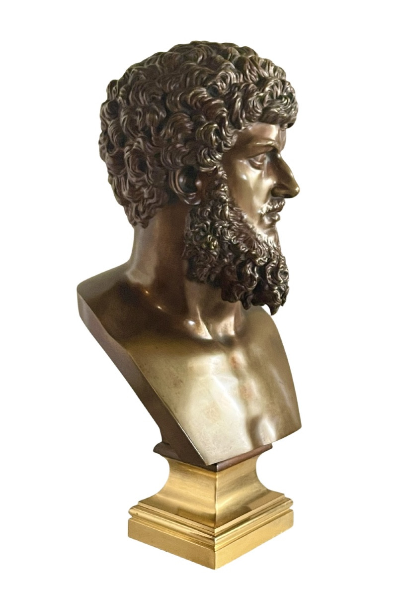 Buste en bronze de Lucius Verus. Fin du XIXe siècle. Signé OUDIN Marseille. -photo-3