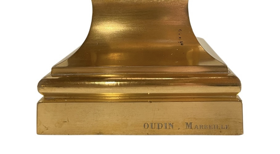 Buste en bronze de Lucius Verus. Fin du XIXe siècle. Signé OUDIN Marseille. -photo-1