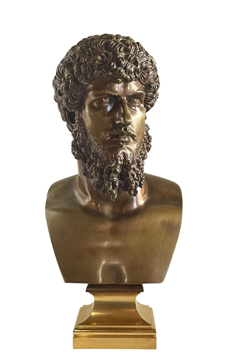 Buste en bronze de Lucius Verus. Fin du XIXe siècle. Signé OUDIN Marseille. 