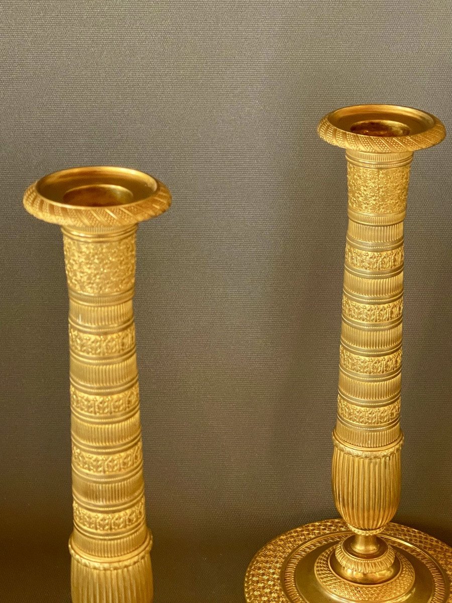 A Pair Of Empire Gilt-bronze Candlesticks. Early 19th Century. -photo-4