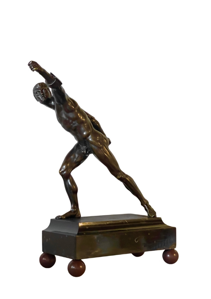 A Patinated-bronze Figure Of The Borghese Gladiator. France, Circa 1830. -photo-2