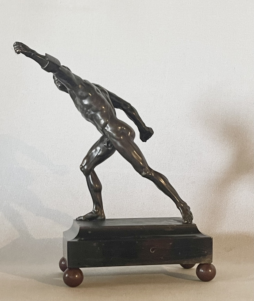 A Patinated-bronze Figure Of The Borghese Gladiator. France, Circa 1830. -photo-3