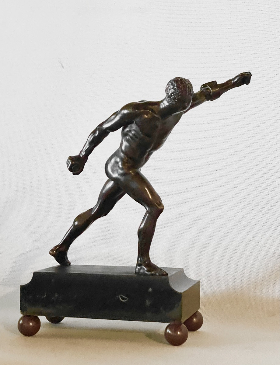 A Patinated-bronze Figure Of The Borghese Gladiator. France, Circa 1830. -photo-2