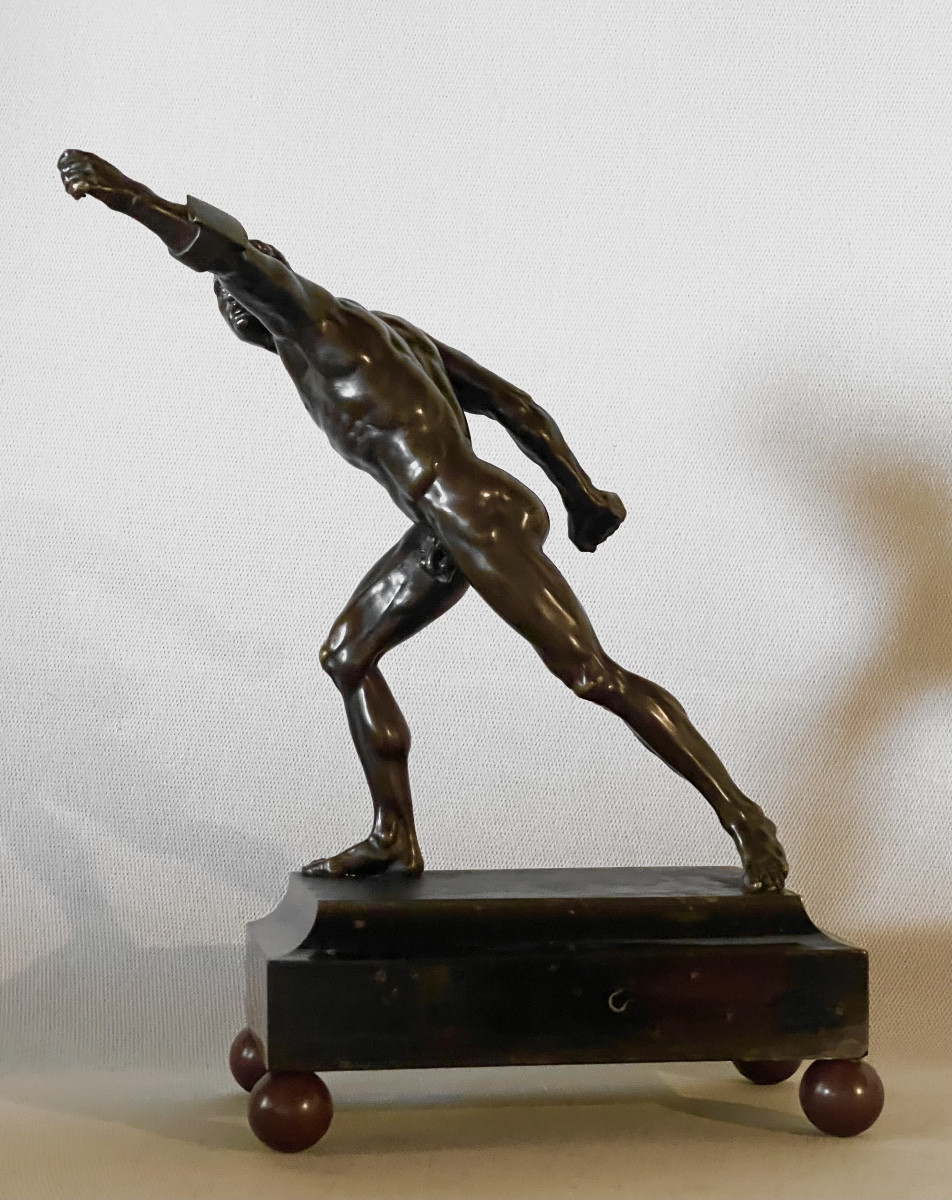 A Patinated-bronze Figure Of The Borghese Gladiator. France, Circa 1830. -photo-3