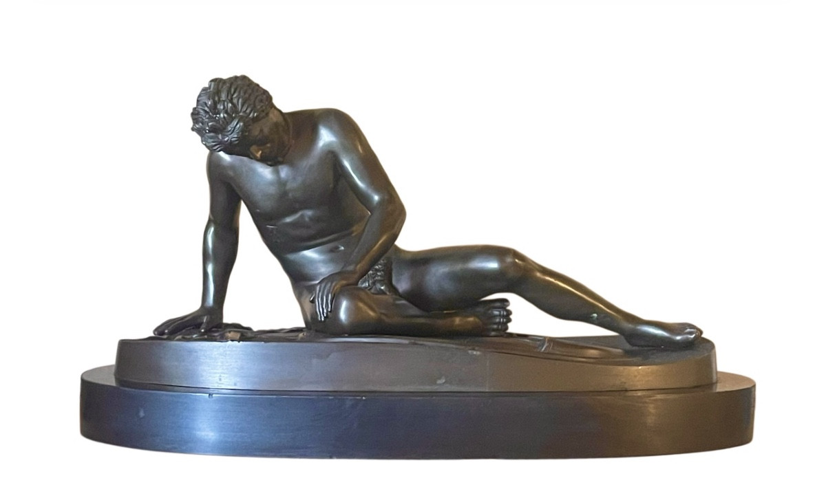 A Large Patinated Bronze Figure Of The Dying Gaul. Signed Sommer Napoli-photo-2