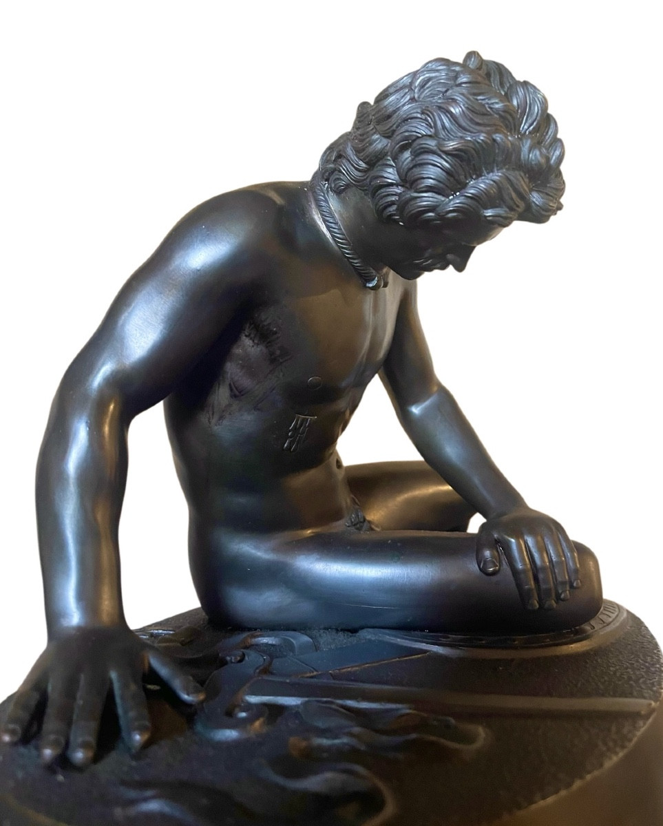 A Large Patinated Bronze Figure Of The Dying Gaul. Signed Sommer Napoli-photo-2