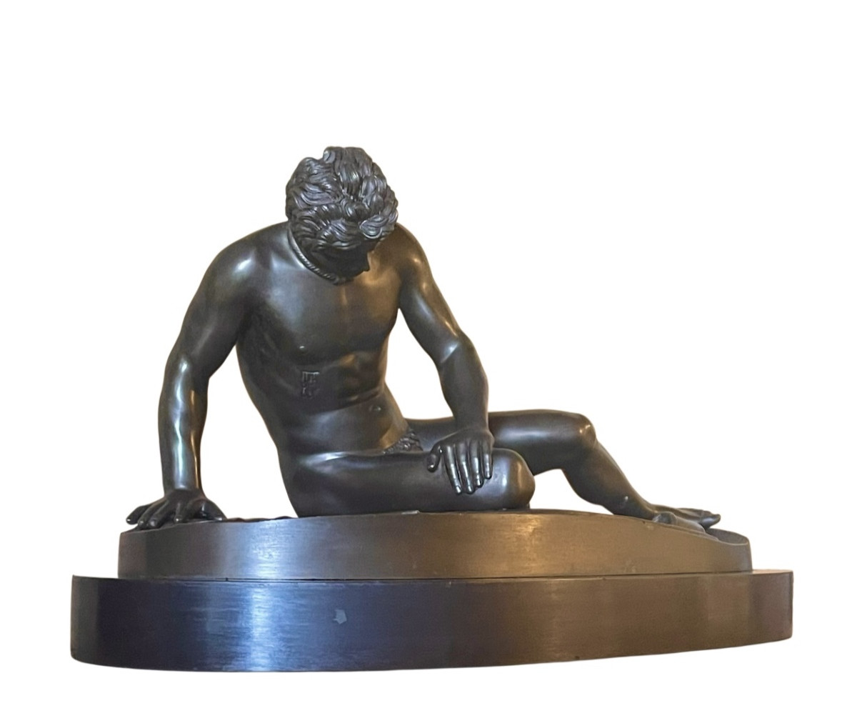 A Large Patinated Bronze Figure Of The Dying Gaul. Signed Sommer Napoli
