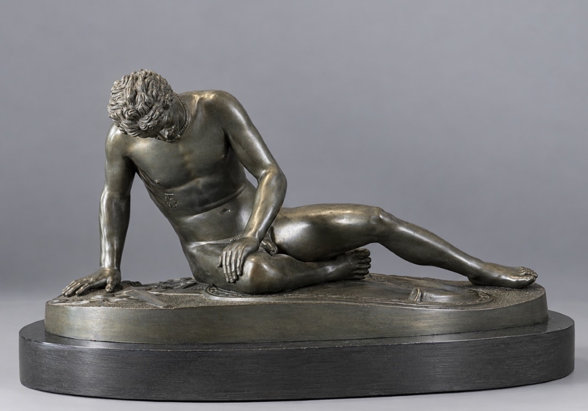 A Large Patinated Bronze Figure Of The Dying Gaul. Signed Sommer Napoli