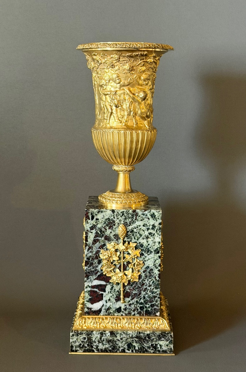 Grand vase Campana en bronze doré. Époque Napoléon III-photo-2
