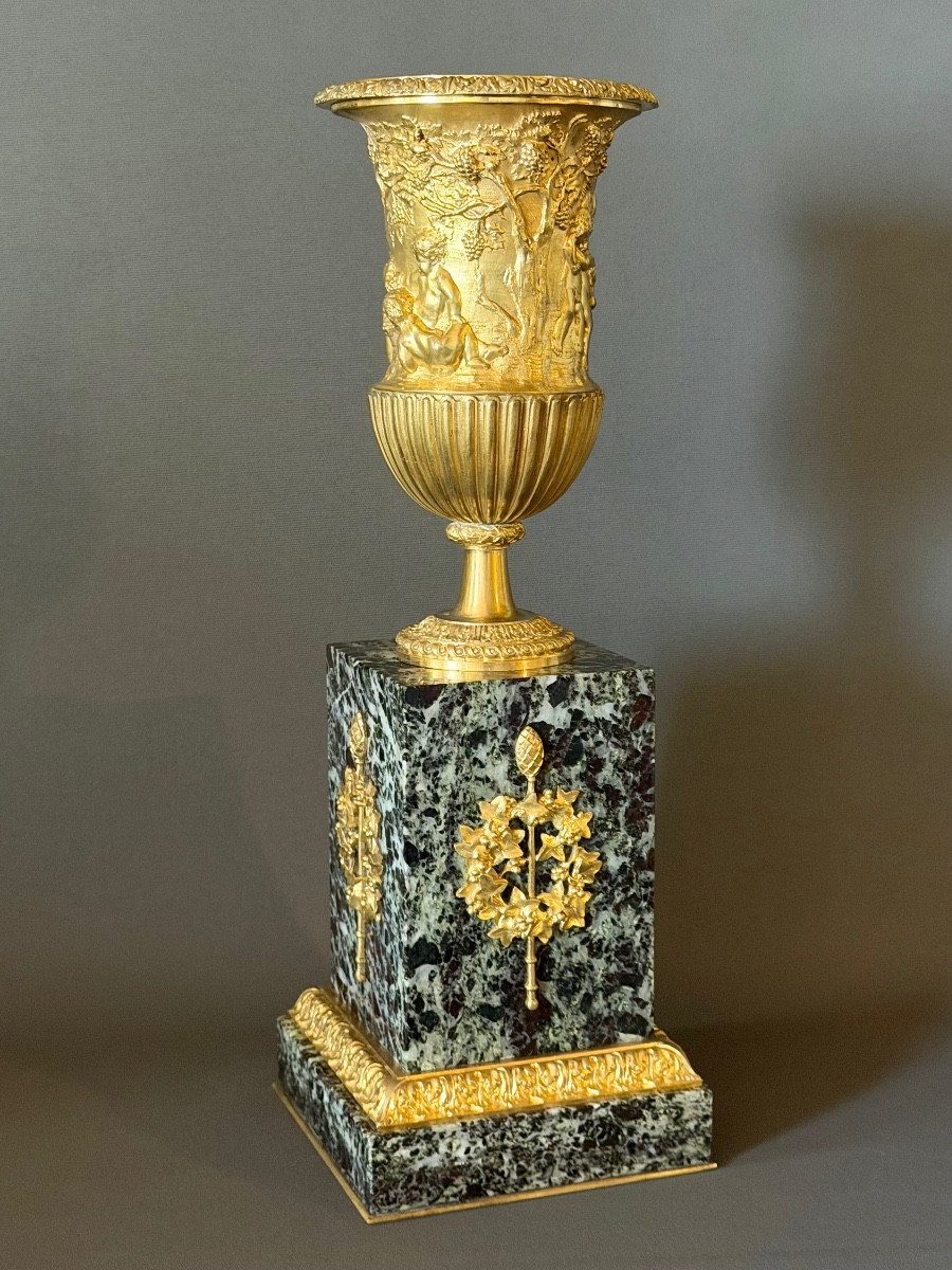 Grand vase Campana en bronze doré. Époque Napoléon III-photo-3