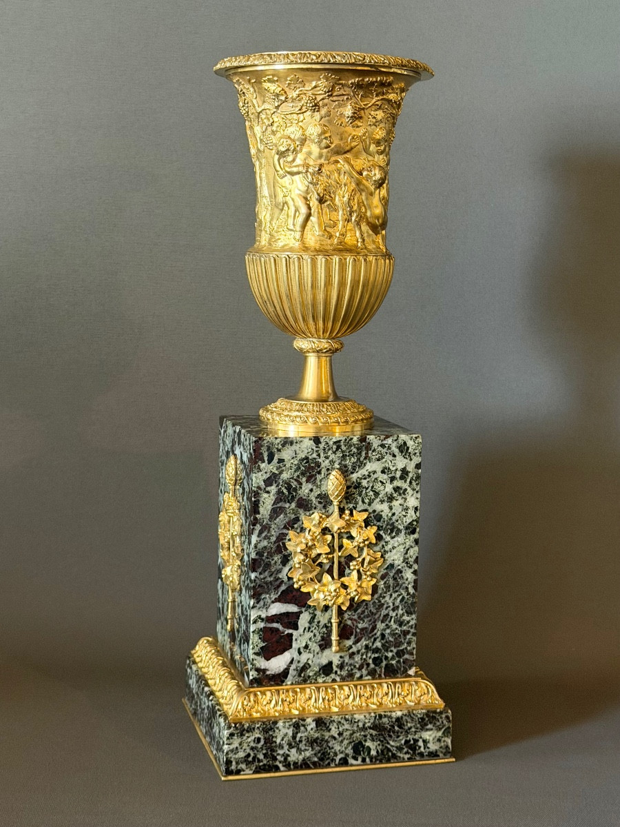 Grand vase Campana en bronze doré. Époque Napoléon III