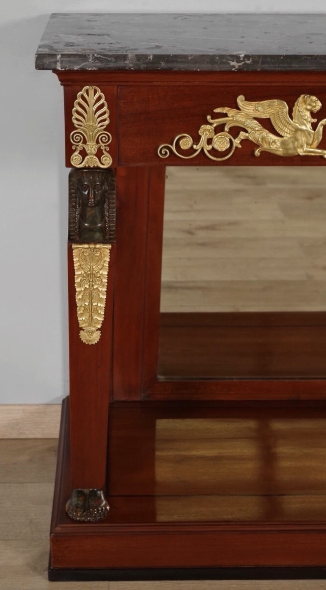 An Empire Mahogany And Blackened Wood Console Table. Early 19th Century.-photo-4