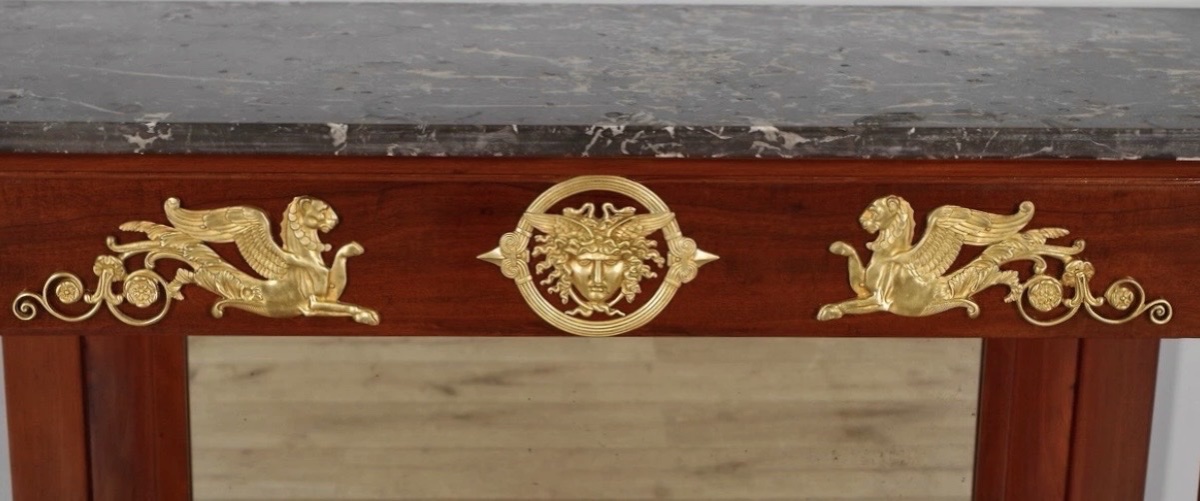 An Empire Mahogany And Blackened Wood Console Table. Early 19th Century.-photo-1