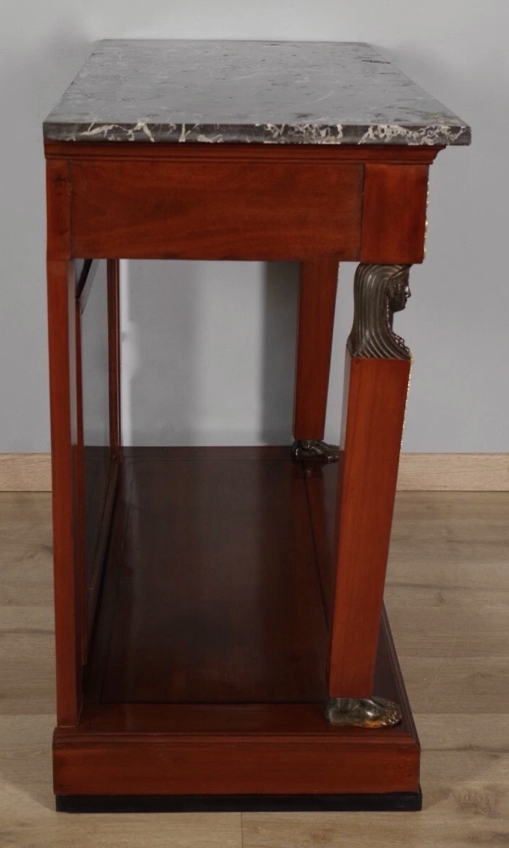 An Empire Mahogany And Blackened Wood Console Table. Early 19th Century.-photo-3