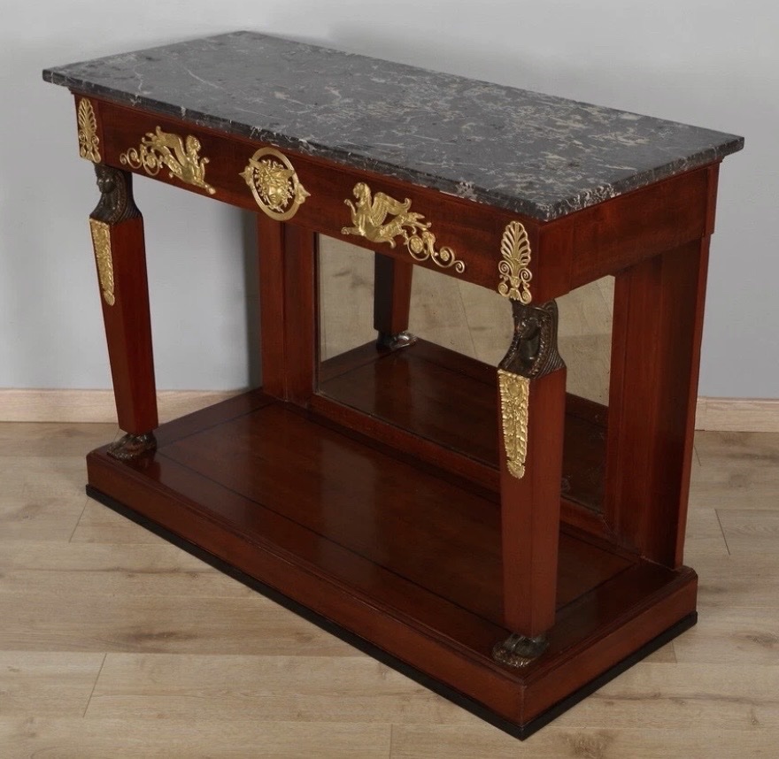 An Empire Mahogany And Blackened Wood Console Table. Early 19th Century.-photo-4