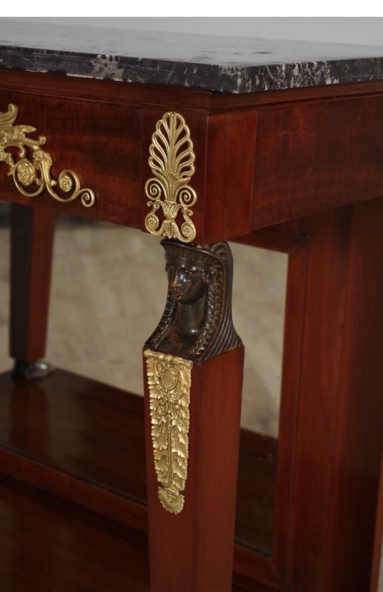 An Empire Mahogany And Blackened Wood Console Table. Early 19th Century.-photo-7