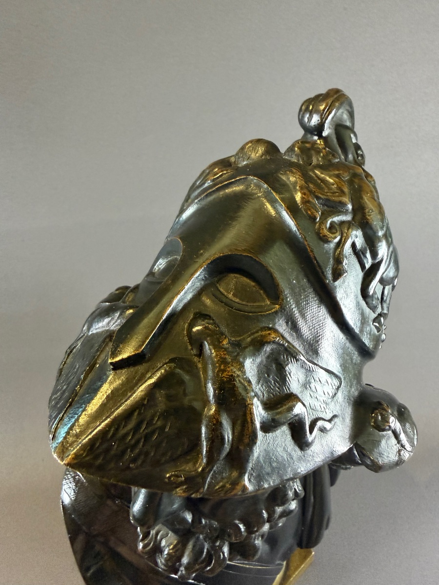 A French 19th Century Patinated Bronze Bust Of Menelaus. -photo-3