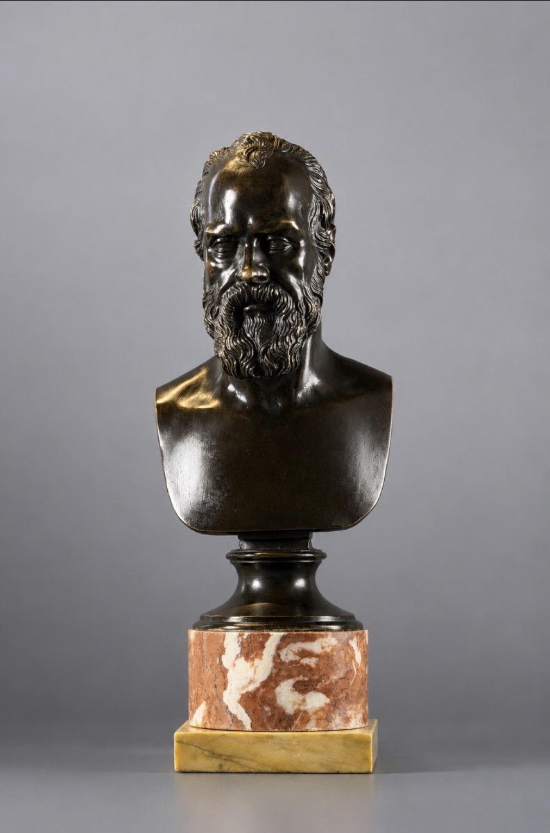 Buste en bronze à patine brune représentant Socrate. Vers 1830. -photo-2
