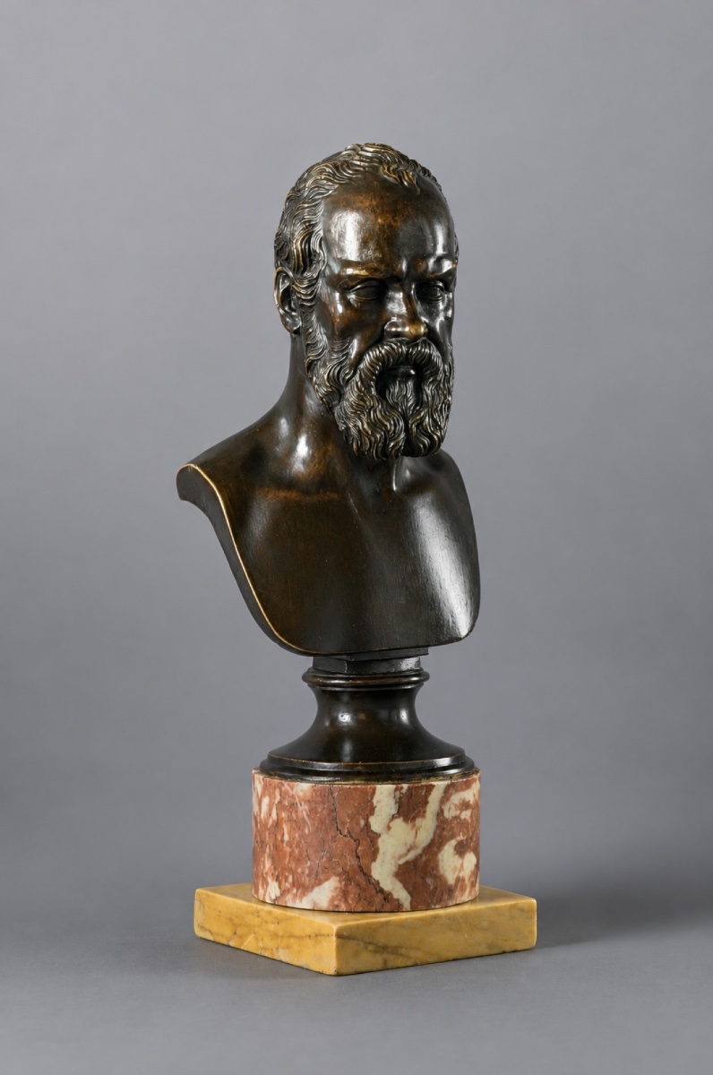 Buste en bronze à patine brune représentant Socrate. Vers 1830. 