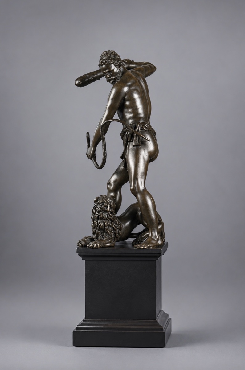 Hercule brandissant la massue, d'après le modèle de Giambologna. XIXe siècle. -photo-3
