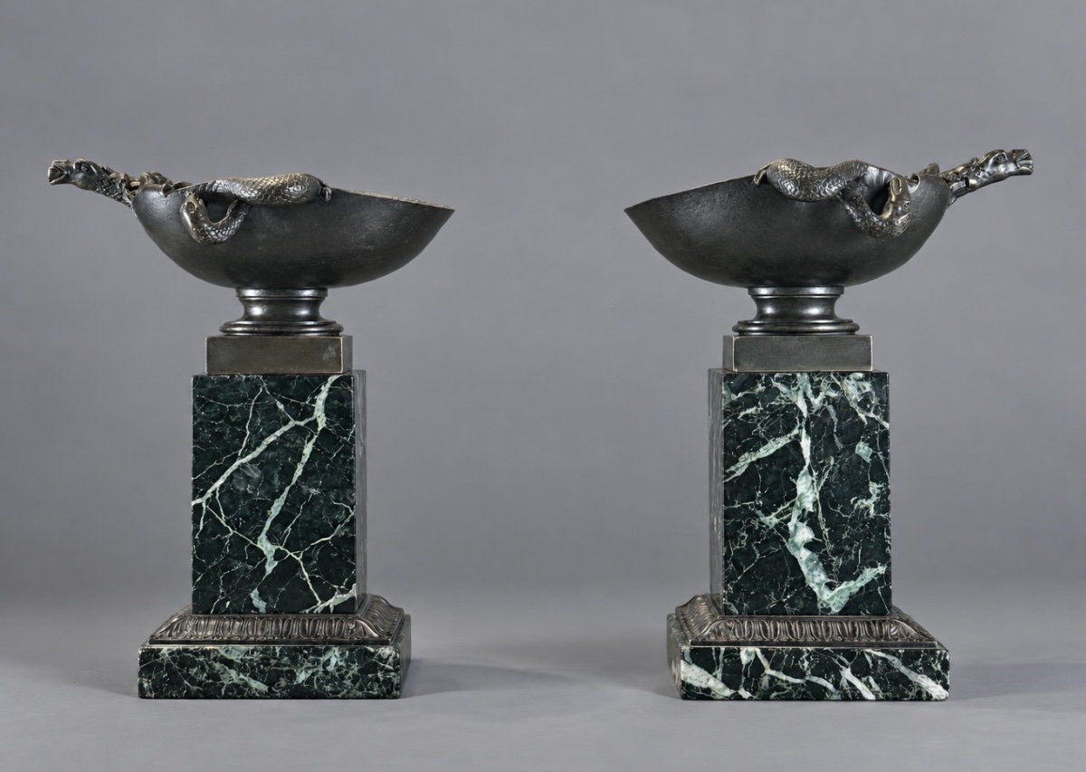 A Pair Of Patinated Bronze Tazze By Auguste-maximilien  Delafontaine. Mid-19th Century. -photo-2