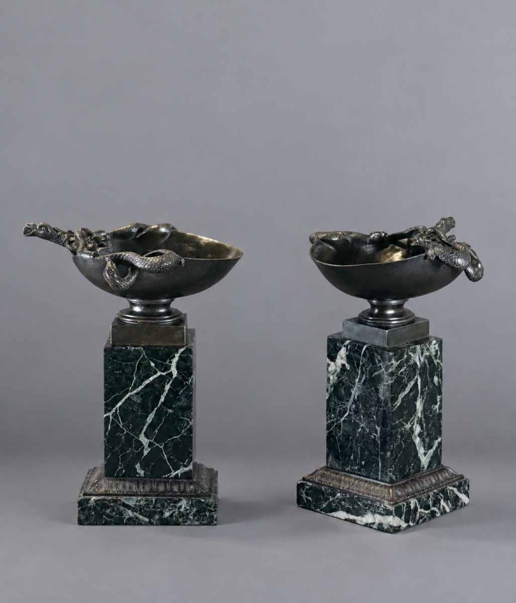 A Pair Of Patinated Bronze Tazze By Auguste-maximilien  Delafontaine. Mid-19th Century. -photo-3