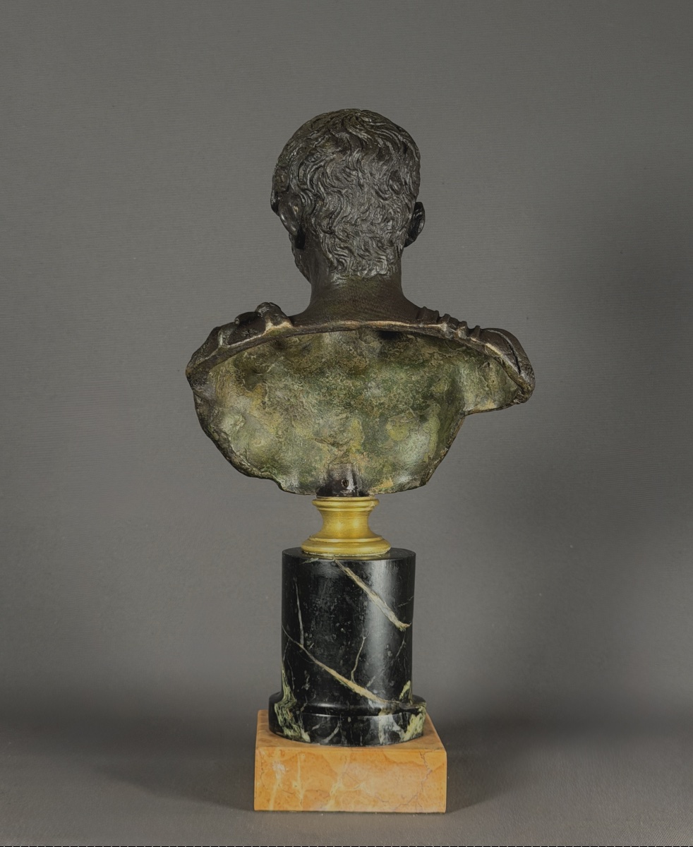 BUSTE DE L'EMPEREUR HADRIEN EN BRONZE PATINÉ.  ITALIE, XIXe SIECLE-photo-1