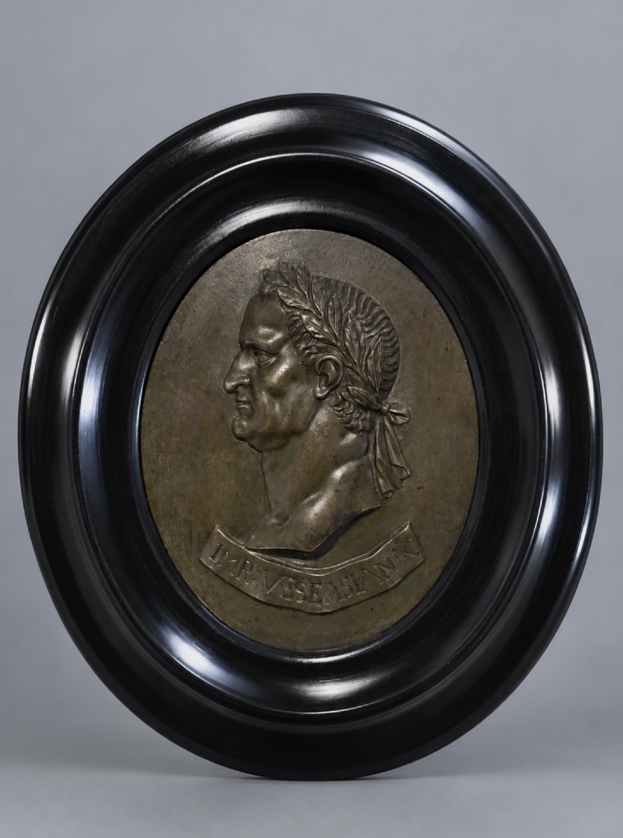 Bronze Medallion Depicting The Emperor Vespasian. Italien School, 19th Century