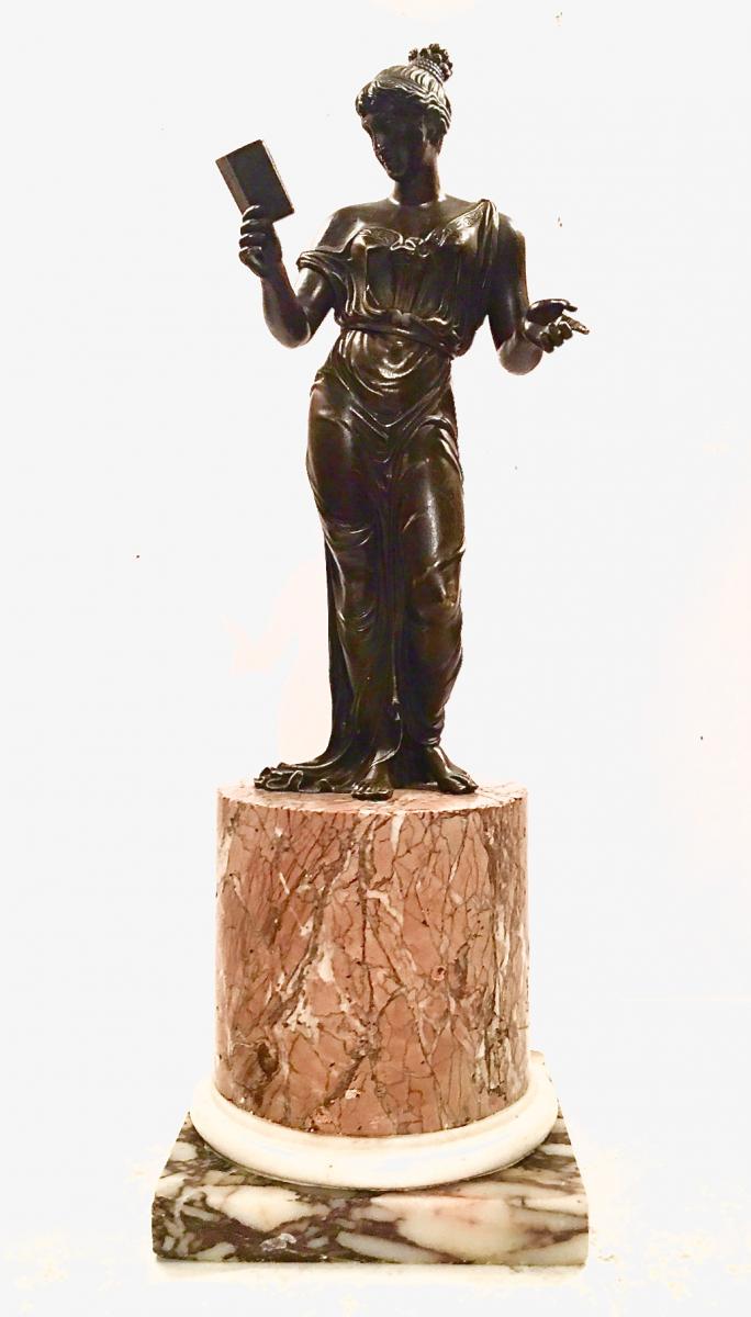 Allégorie De La Poésie. Sculpture En Bronze Patiné. Début Du XIXe Siècle.-photo-2