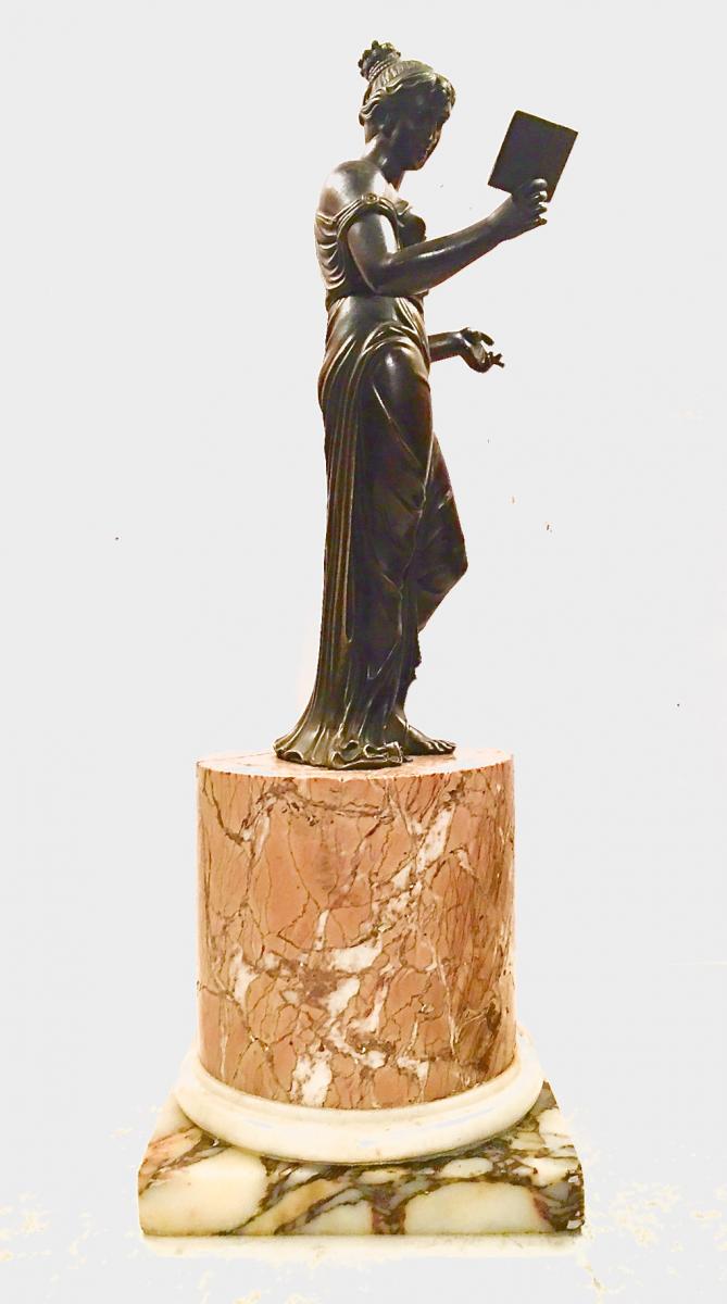 Allégorie De La Poésie. Sculpture En Bronze Patiné. Début Du XIXe Siècle.-photo-1