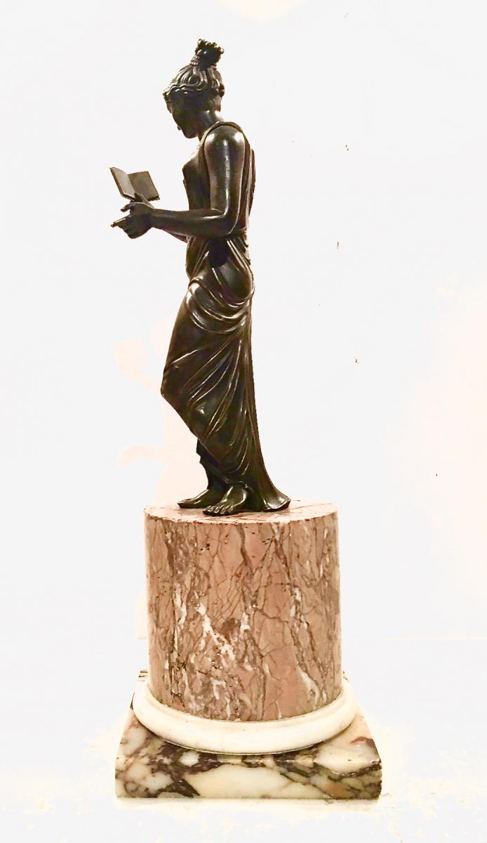 Allégorie De La Poésie. Sculpture En Bronze Patiné. Début Du XIXe Siècle.-photo-4