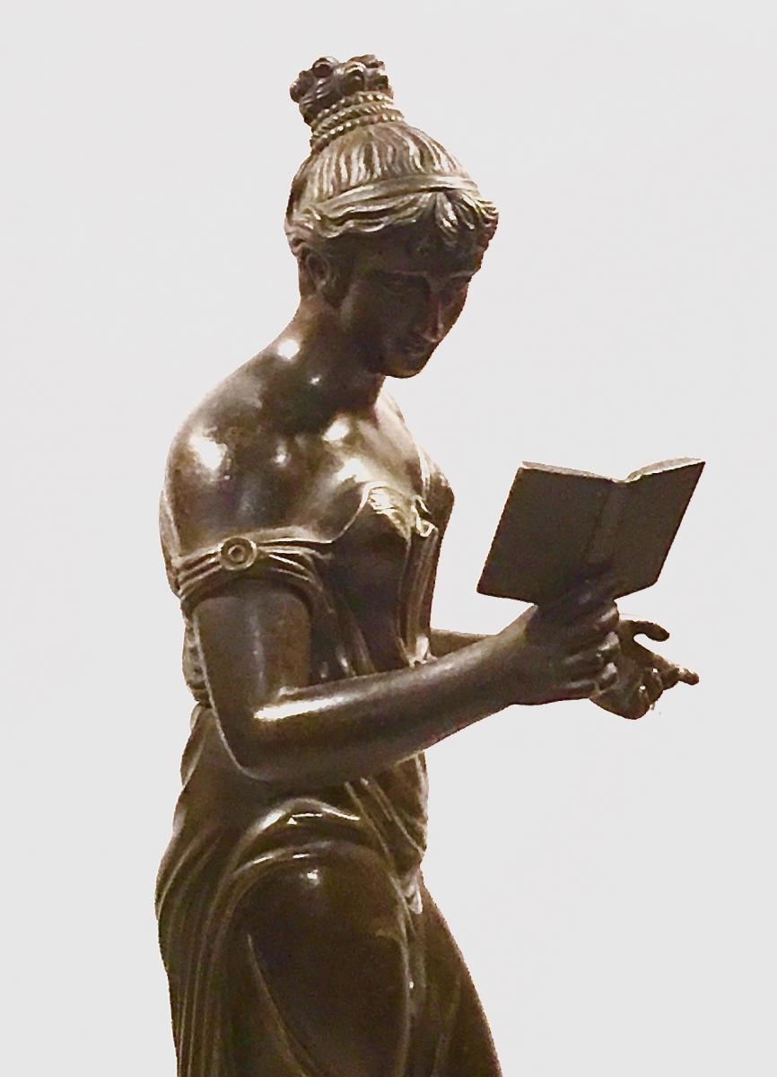 Allégorie De La Poésie. Sculpture En Bronze Patiné. Début Du XIXe Siècle.-photo-6