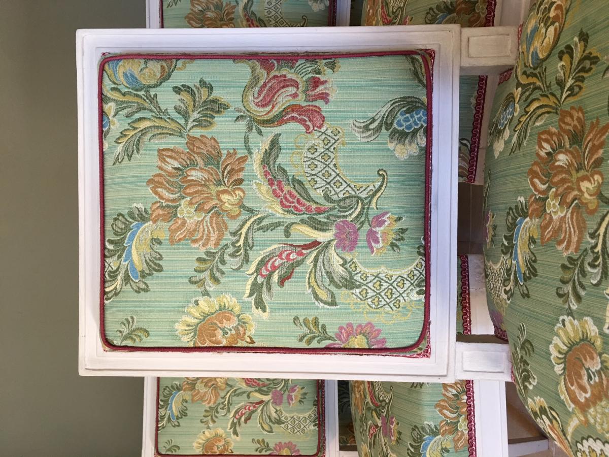 Suite De Six Chaises Louis XVI Relaquées Crème.-photo-3