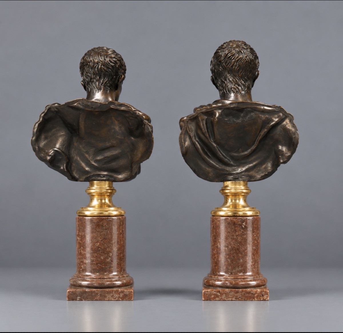 Paire De Bustes d'Empereurs Romain -photo-2