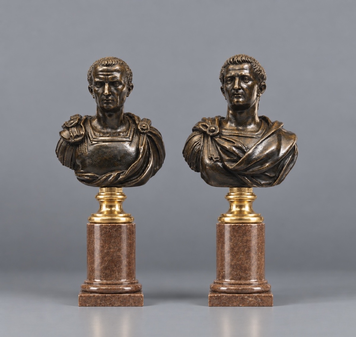 Paire De Bustes d'Empereurs Romain 