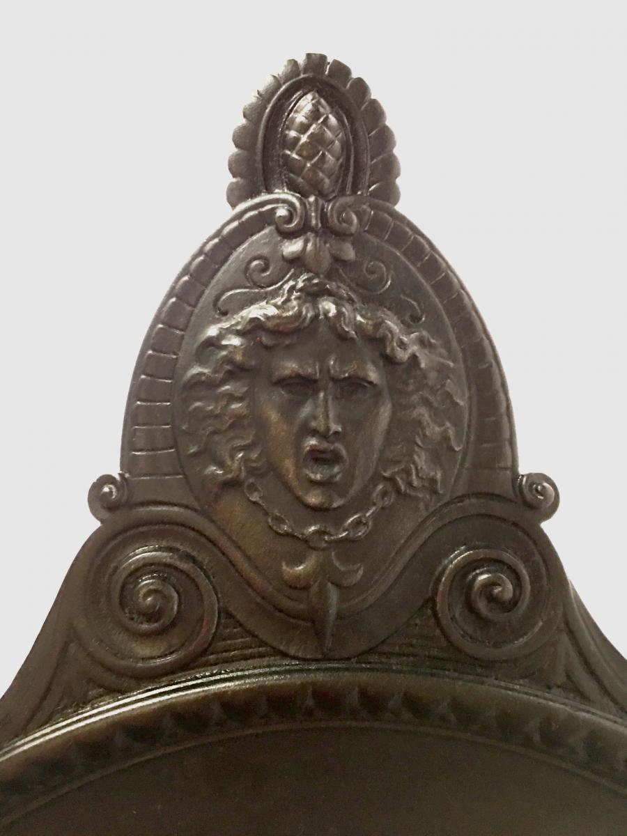 Porte-torchère à l'Antique En Bronze Patiné. XIXe Siècle, Vers 1870.-photo-2
