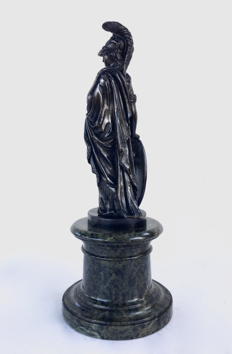 Statuette En Bronze Ciselé Et Patiné Représentant La Déesse Athéna. XIXe Siècle.-photo-2
