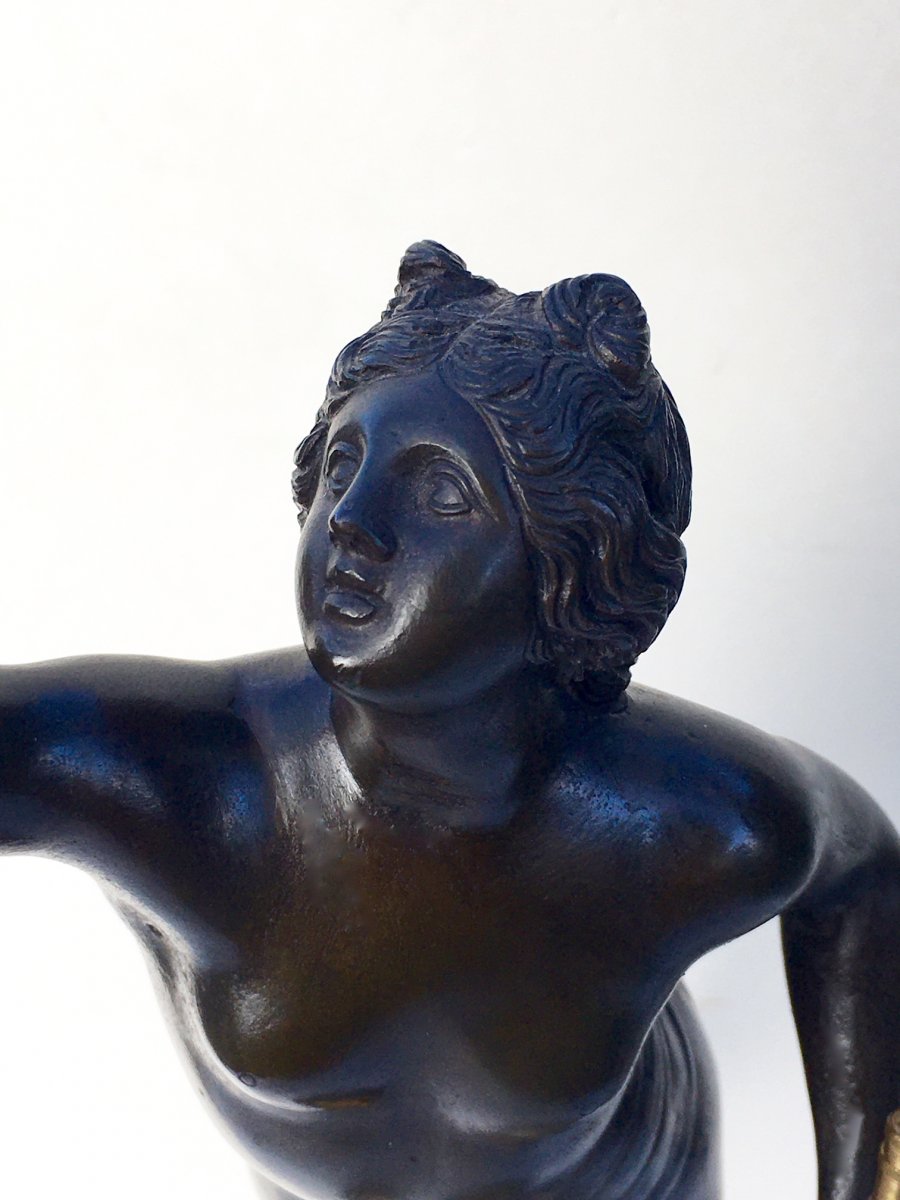D'Après Jean De Bologne. Allégorie De La Fortune En Bronze Patiné.  XIXe Siècle.-photo-4