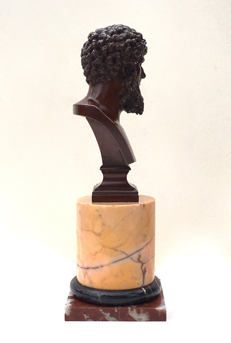 Buste En Bronze Représentant l'Empereur Romain Lucius Verus. d'Après l'Antique, Vers 1860.-photo-4